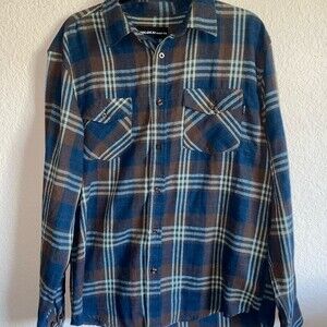 Molokai surf flannel plaid mens chore button down long sleeve shirt Large soft